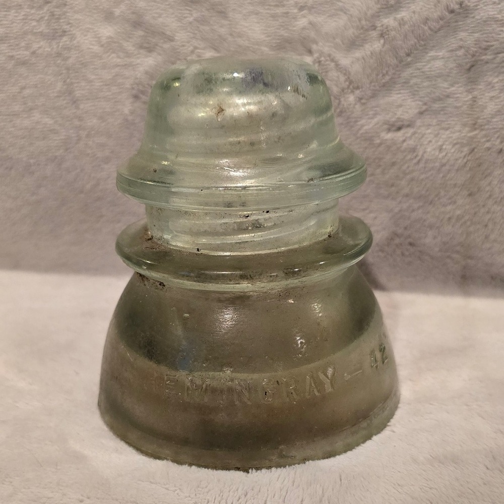 Vintage Hemingray 42‎ Clear Glass Electrical Telegraph Insulator Made USA